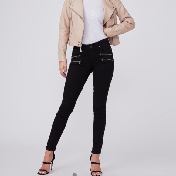 PAIGE edgemont black skinny zipper jean - Picture 4 of 14